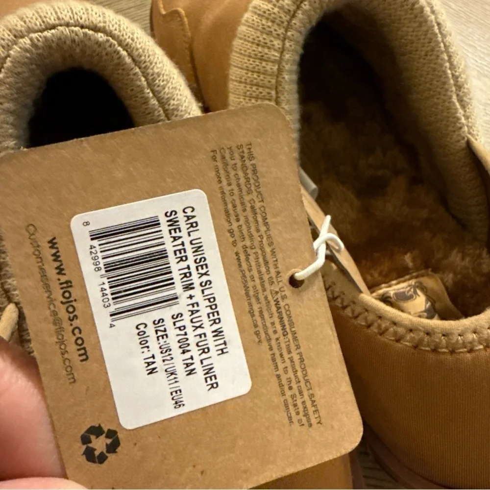 Flojos Unisex Carl Slipper Tan Sherpa Line 12M/